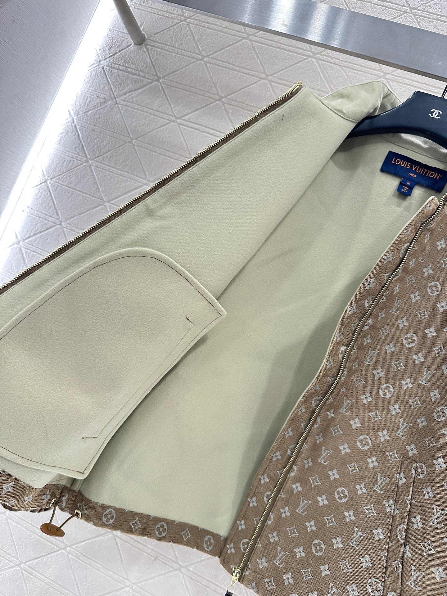 Stand up collar jacquard zipper jacket