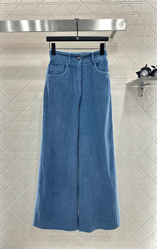 High waisted corduroy wide leg pants