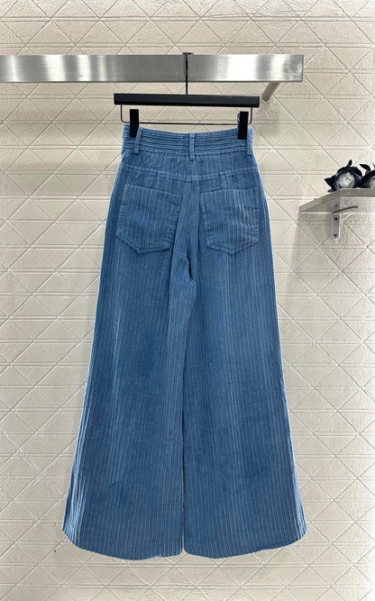 High waisted corduroy wide leg pants