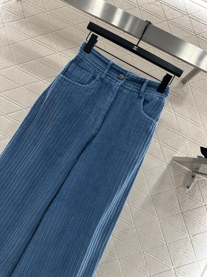 High waisted corduroy wide leg pants