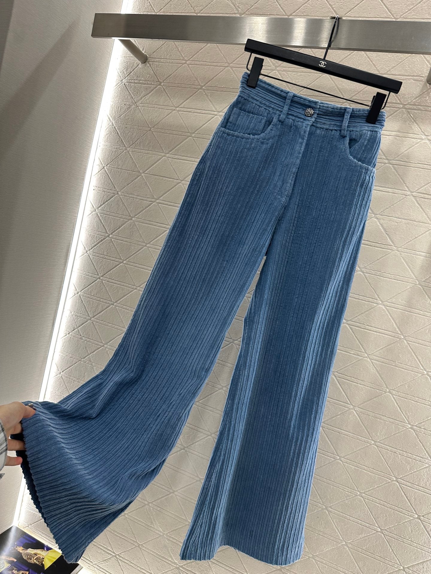 High waisted corduroy wide leg pants