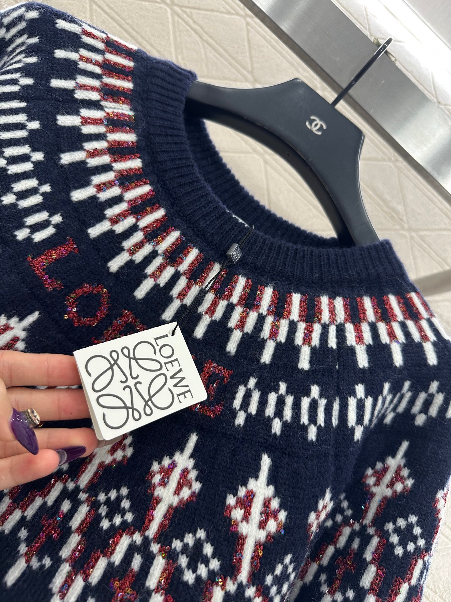 Heavy Industry Hook Flower Bead Sweater