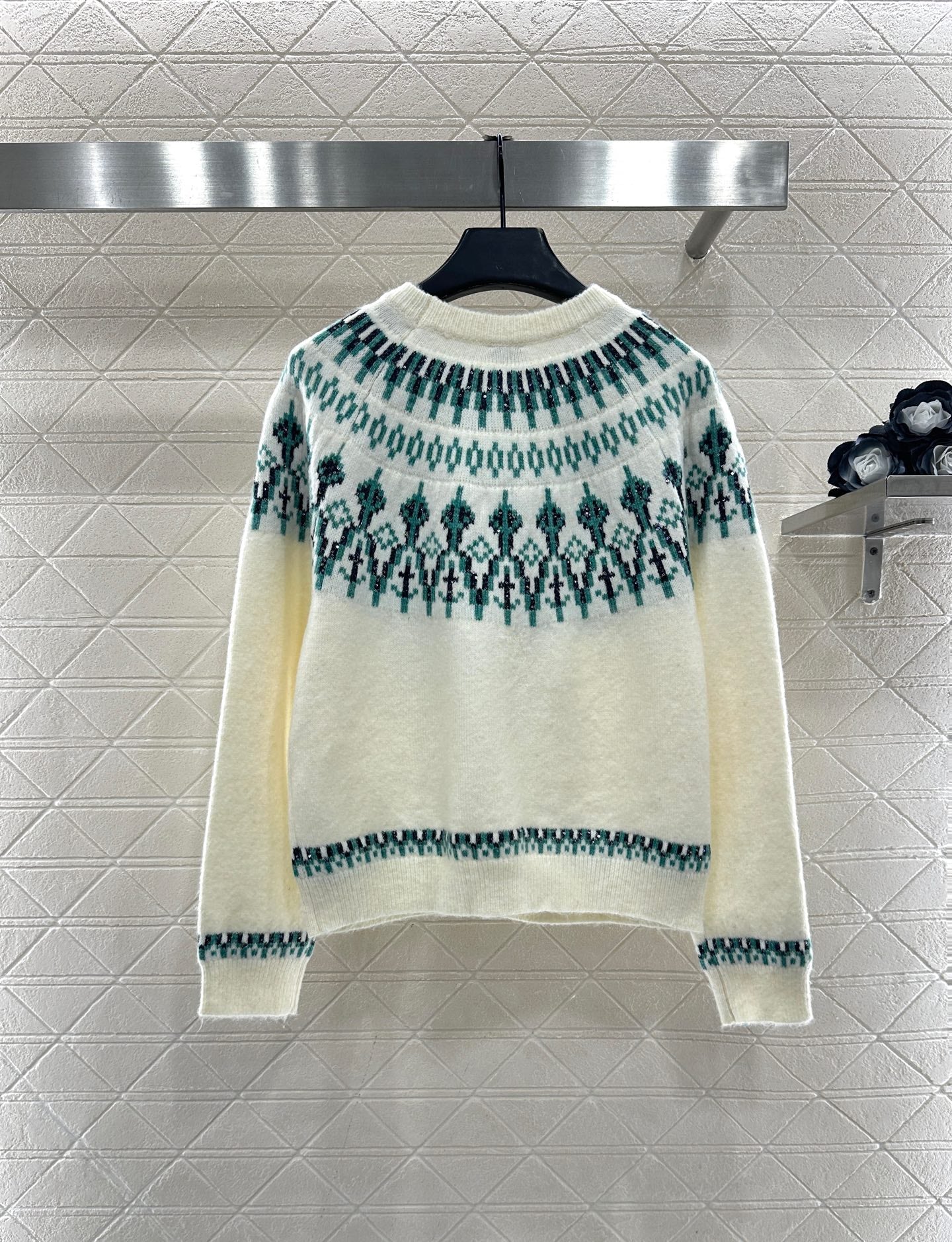 Heavy Industry Hook Flower Bead Sweater