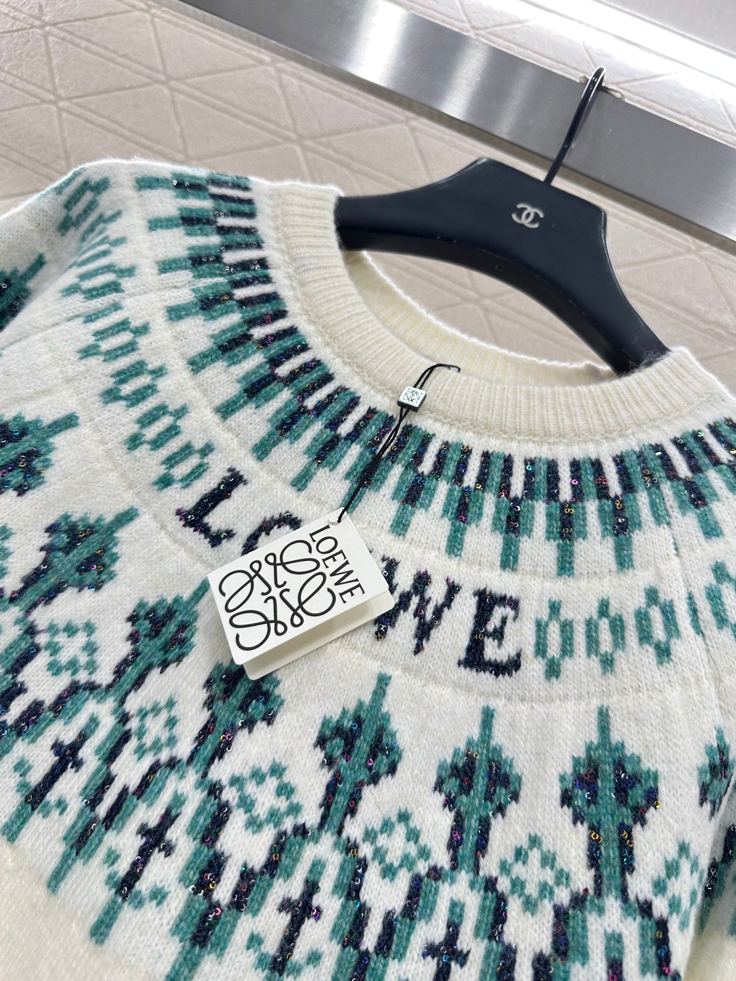 Heavy Industry Hook Flower Bead Sweater