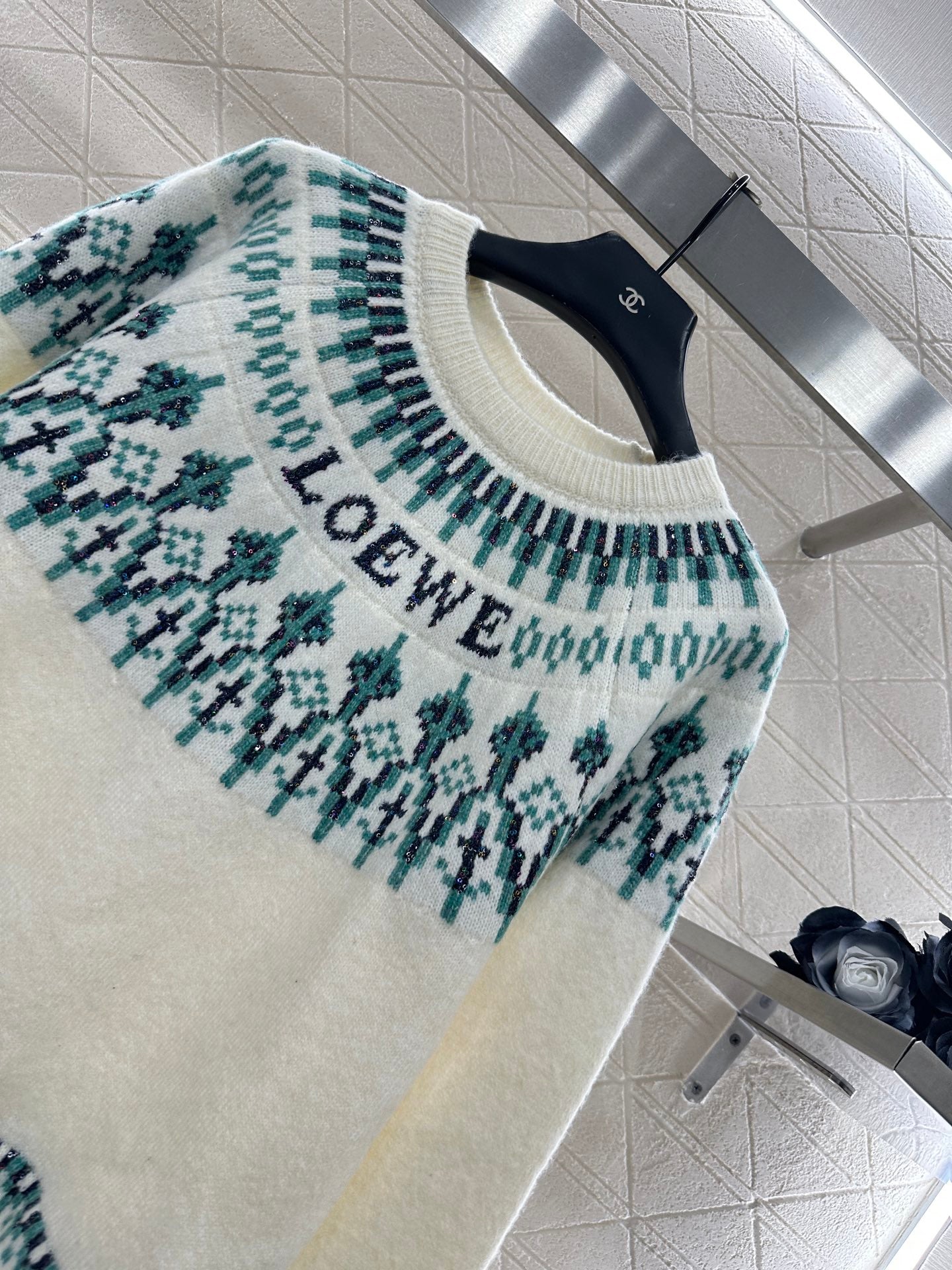 Heavy Industry Hook Flower Bead Sweater