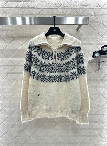 Half open collar pullover sweater
