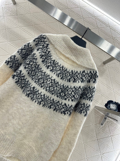 Half open collar pullover sweater