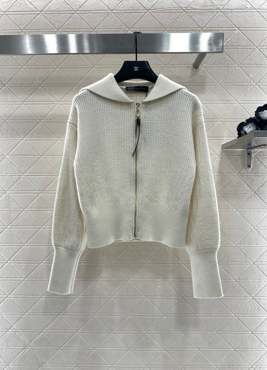 Collar zipper knitted jacket