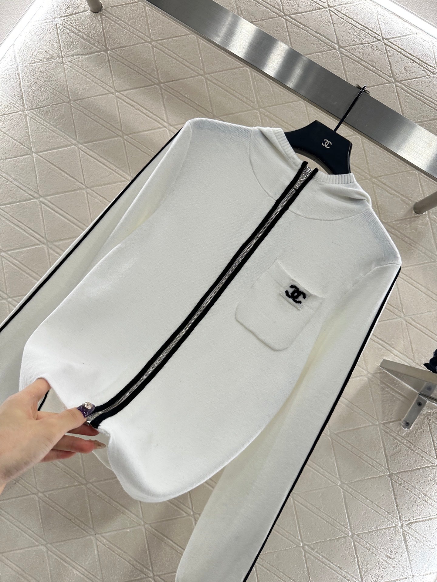 Knitted zipper sweater