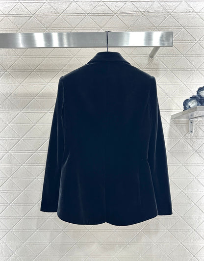 Irregular hem velvet suit jacket