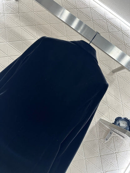 Irregular hem velvet suit jacket