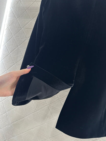 Irregular hem velvet suit jacket