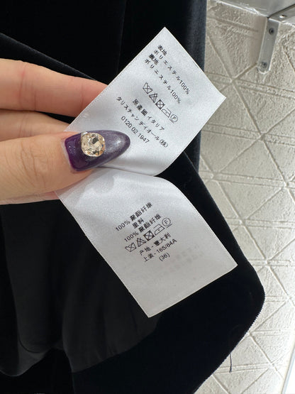 Irregular hem velvet suit jacket