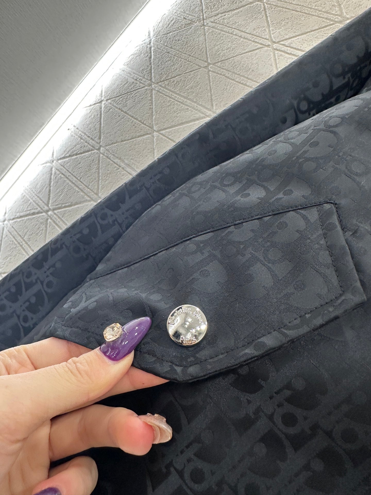 Jacquard dark patterned baseball jacket