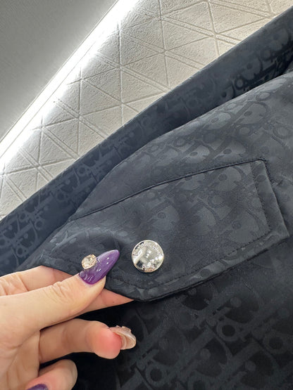 Jacquard dark patterned baseball jacket