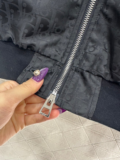 Jacquard dark patterned baseball jacket