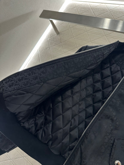 Jacquard dark patterned baseball jacket