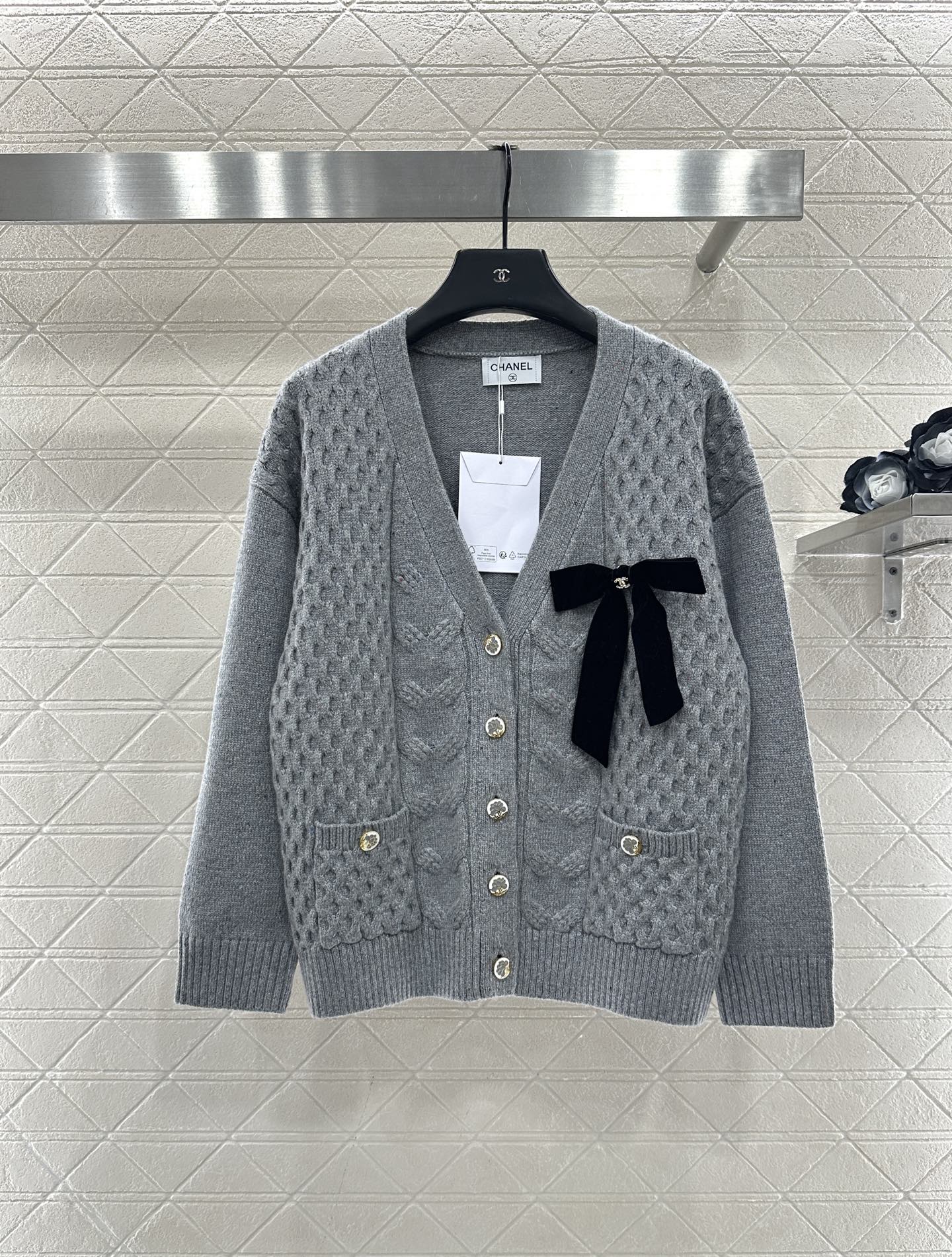 Bow knit cardigan