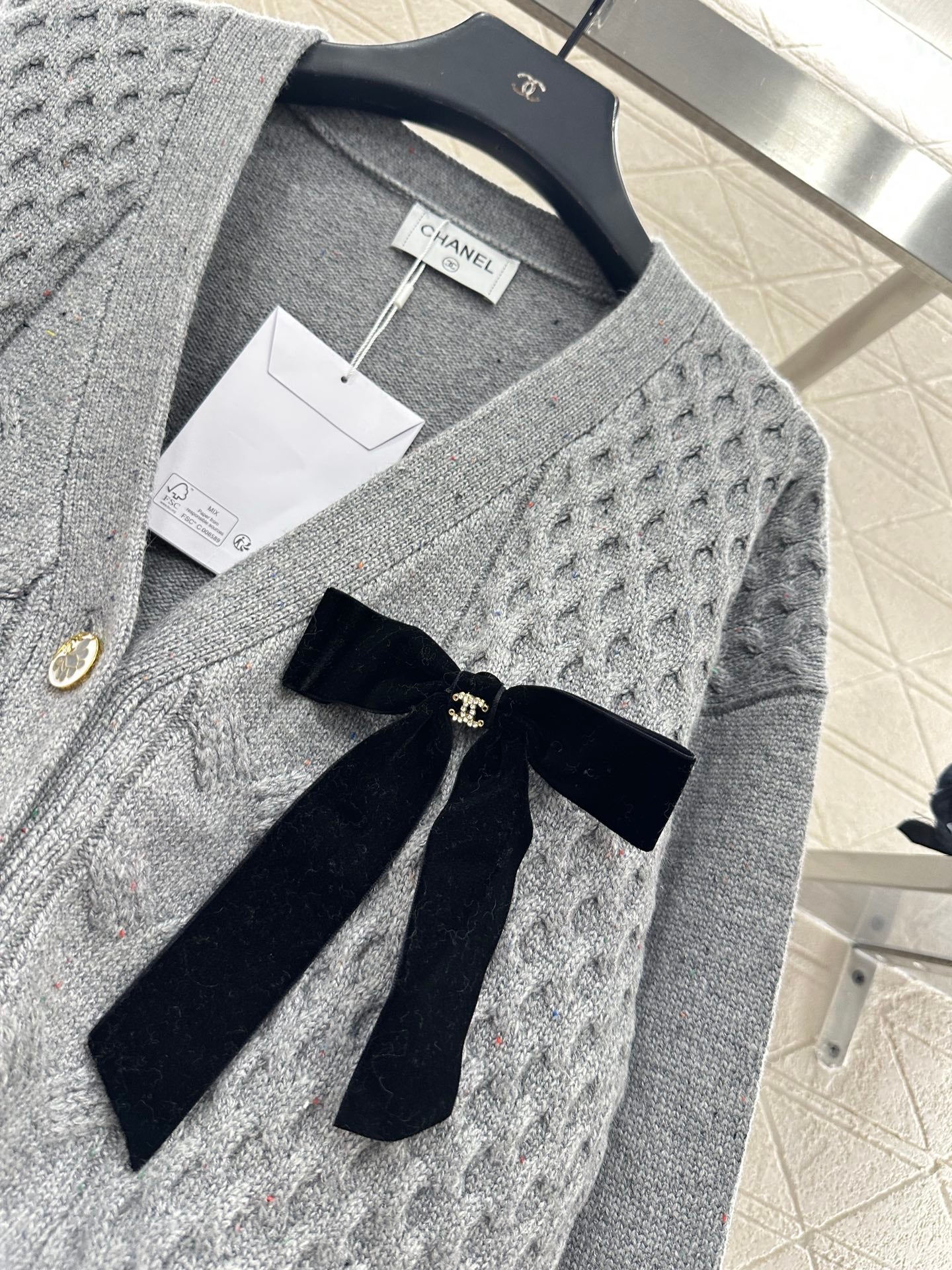 Bow knit cardigan