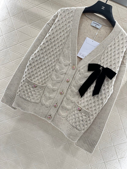 Bow knit cardigan