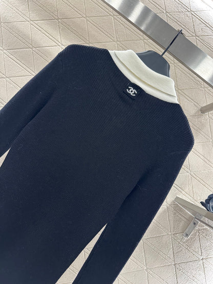 Color blocking fake two-piece knitted top