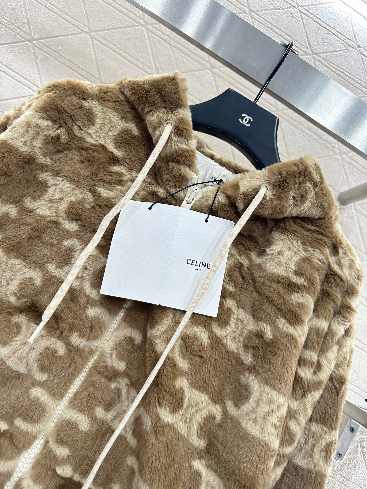 Teddy hooded jacquard zipper jacket