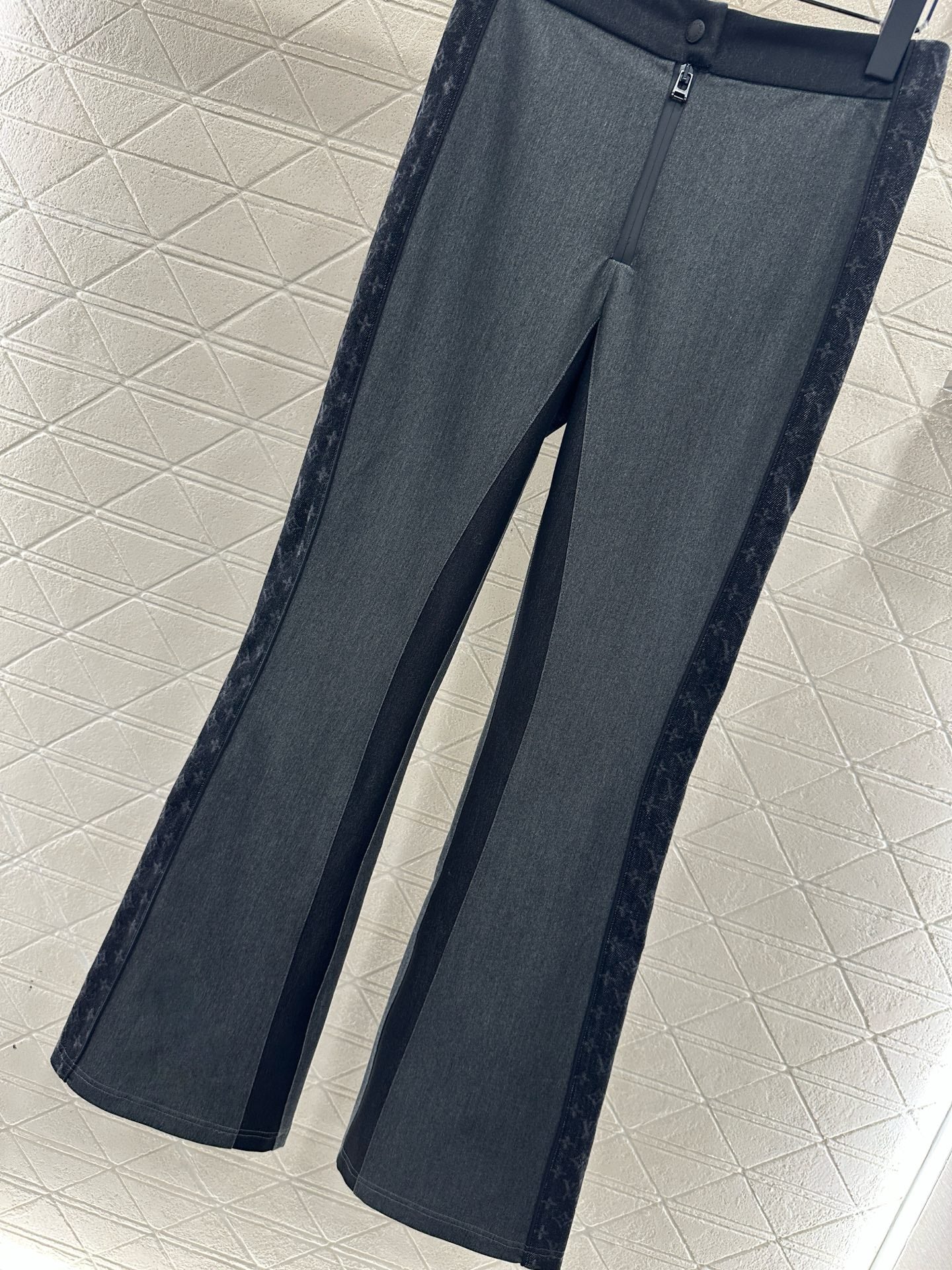 Jacquard webbing slim fit elastic micro flared pants