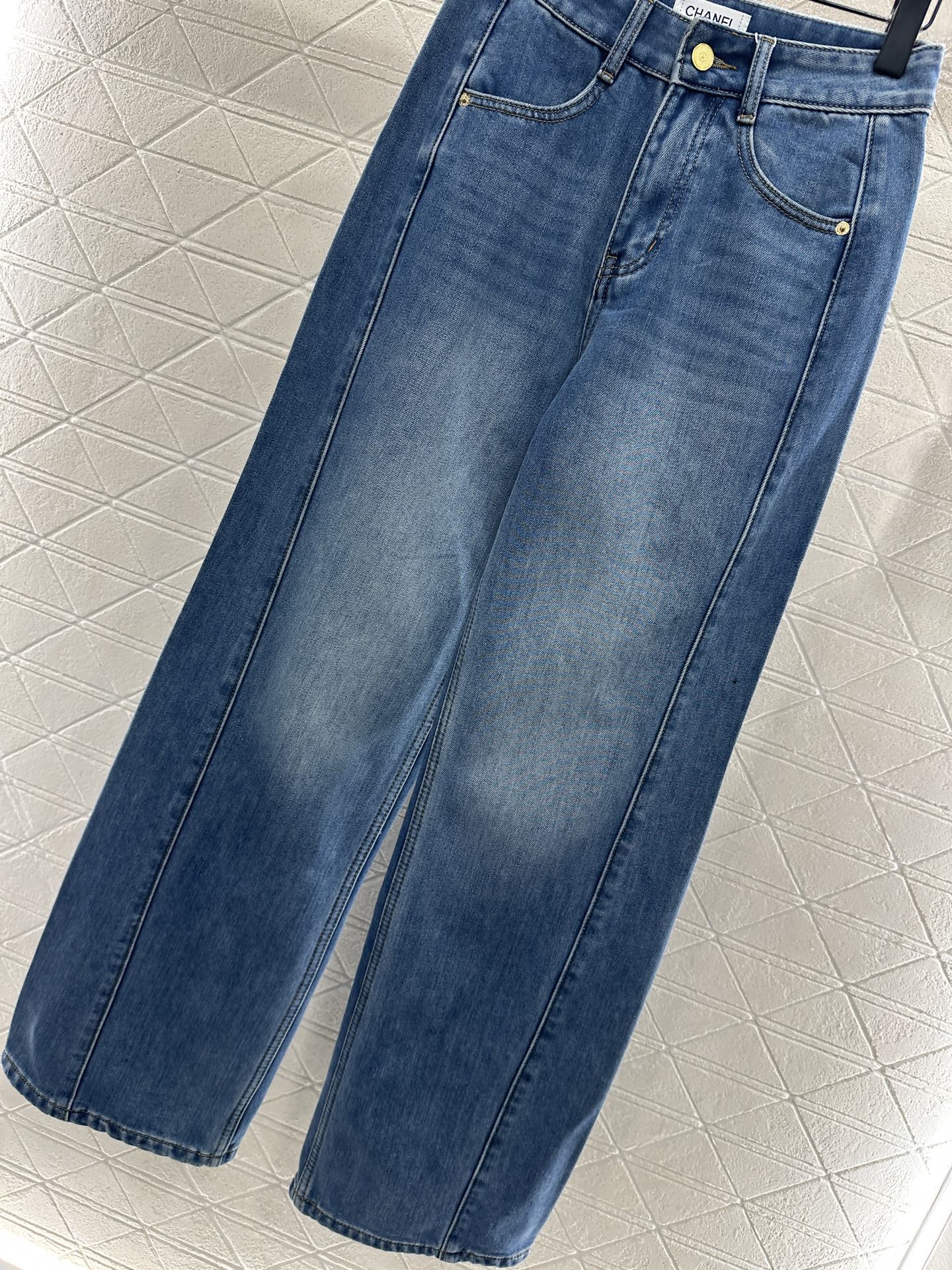 Suede wide leg denim pants