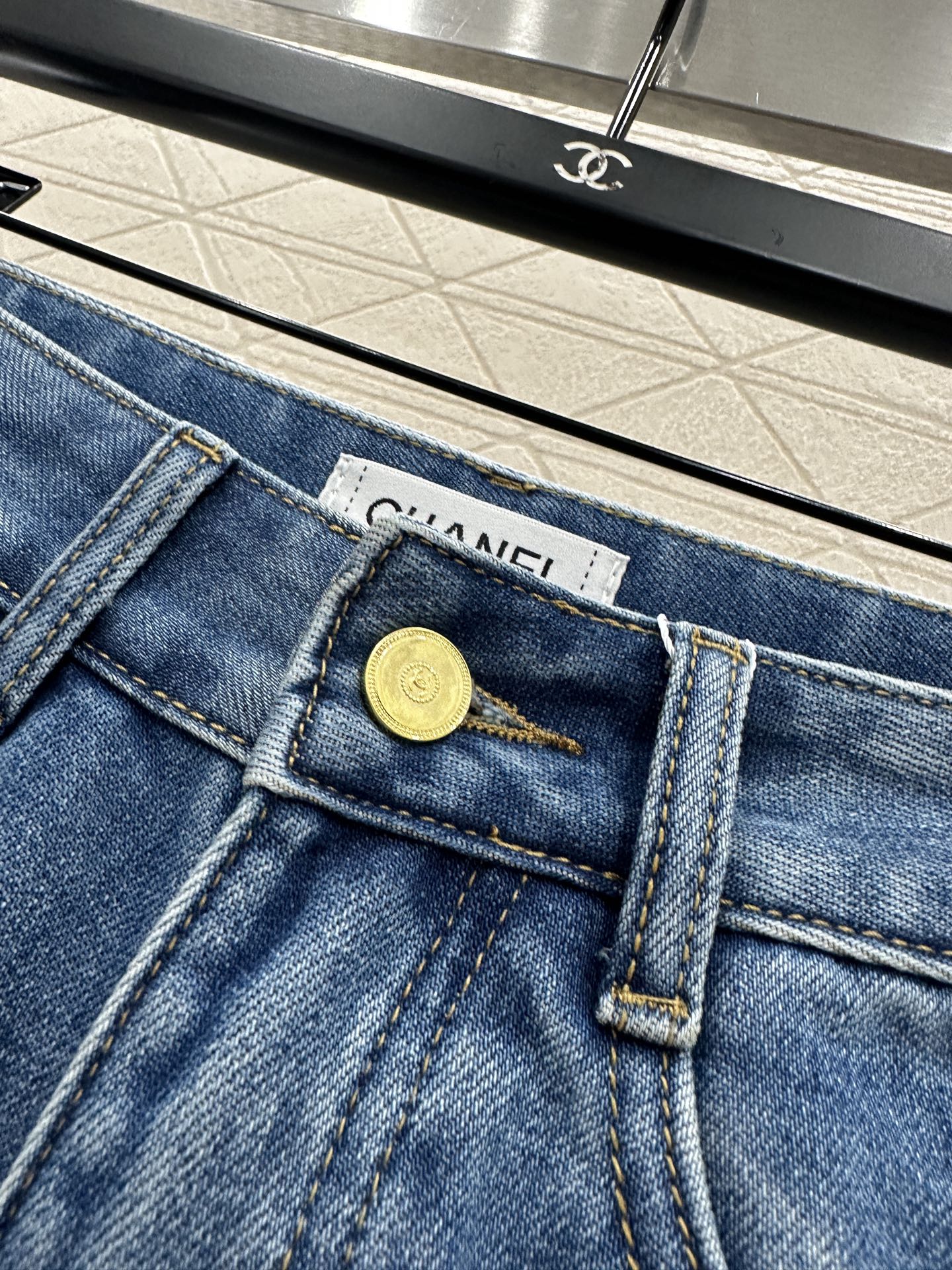 Suede wide leg denim pants