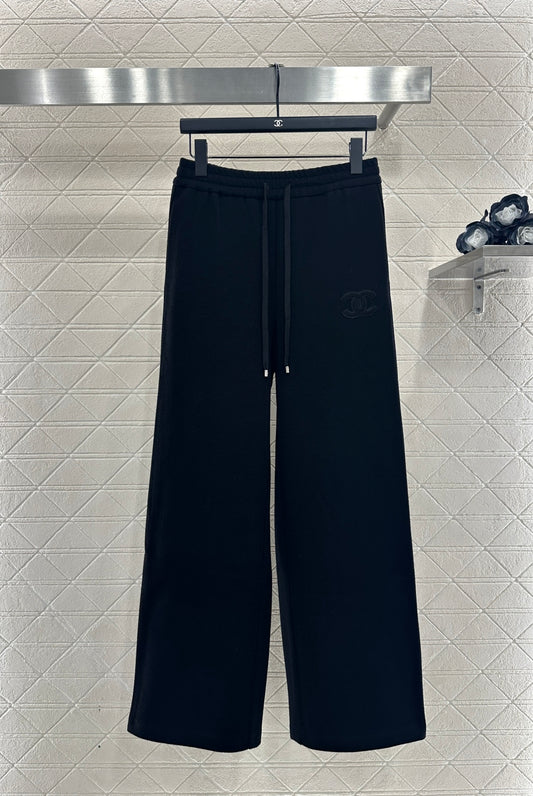 High waisted drawstring wide leg pants