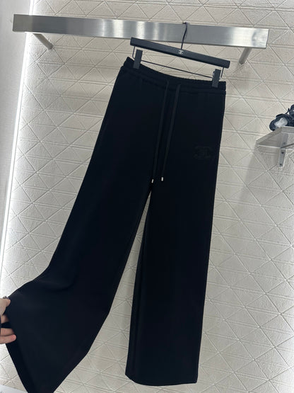High waisted drawstring wide leg pants