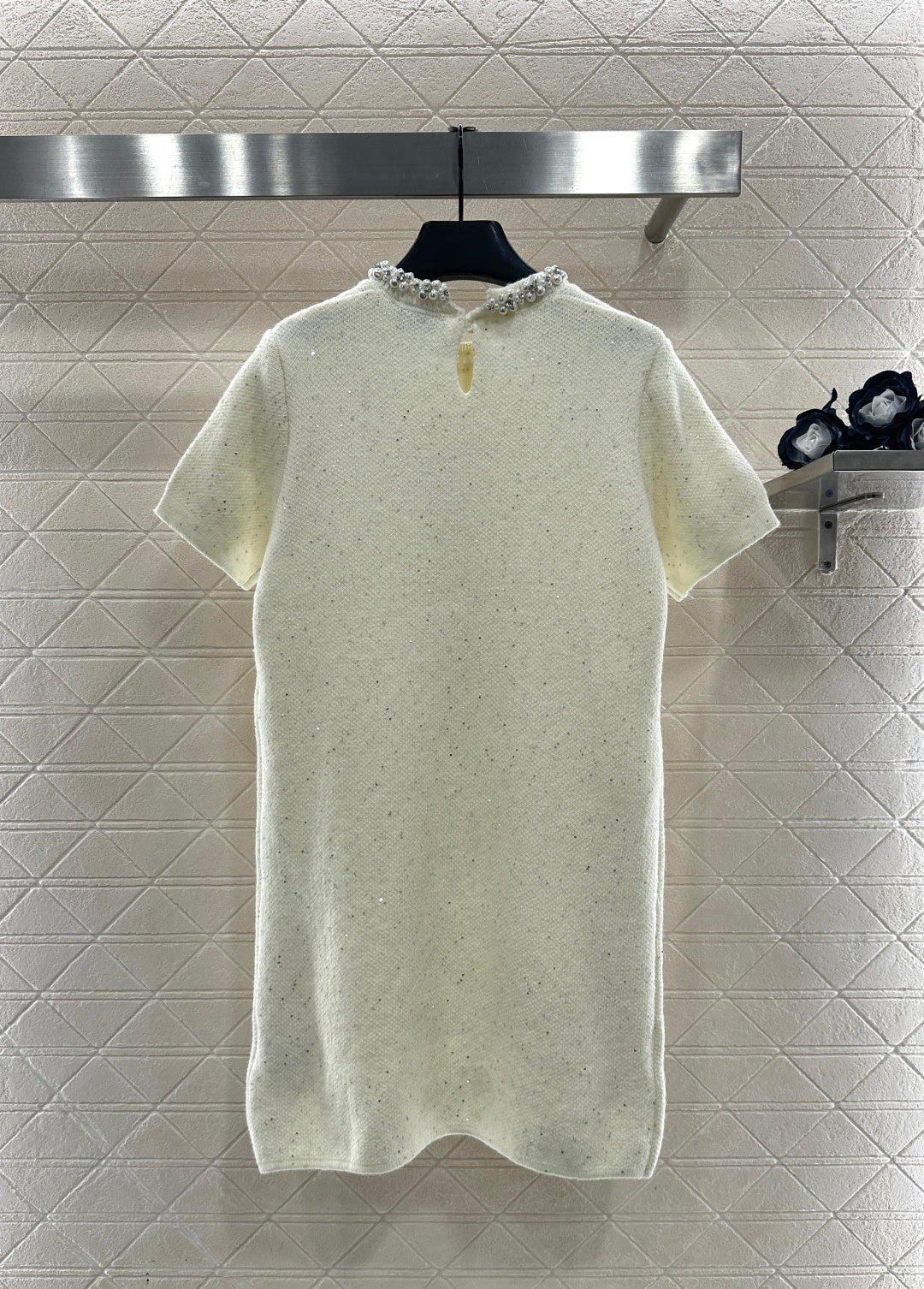 Pearl collar knitted dress