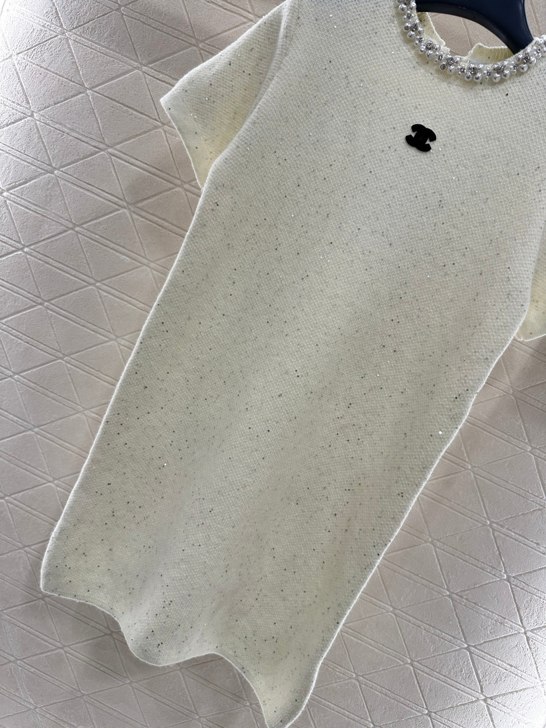 Pearl collar knitted dress