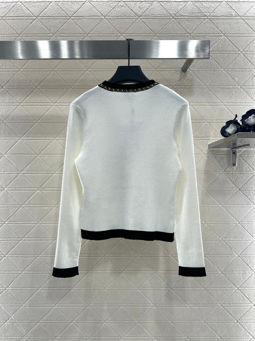 Black and white bow knitted cardigan