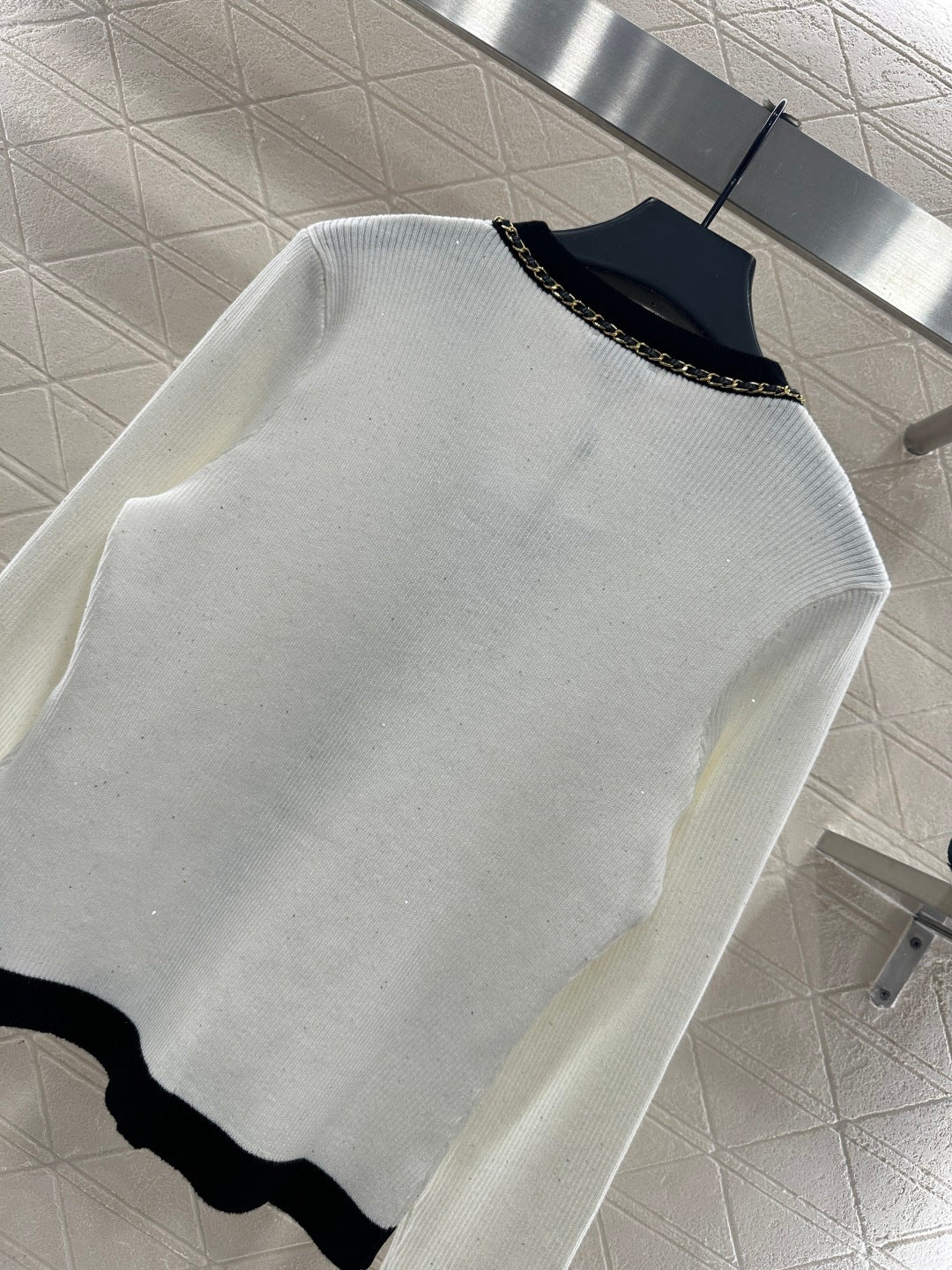 Black and white bow knitted cardigan