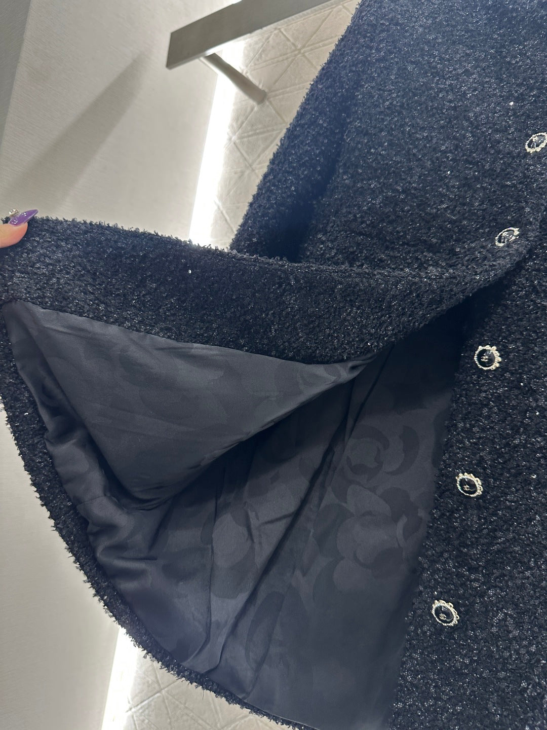 Stand collar woven mid length jacket