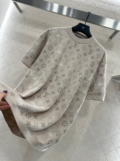 Alphabet Jacquard Knitted Short Sleeve