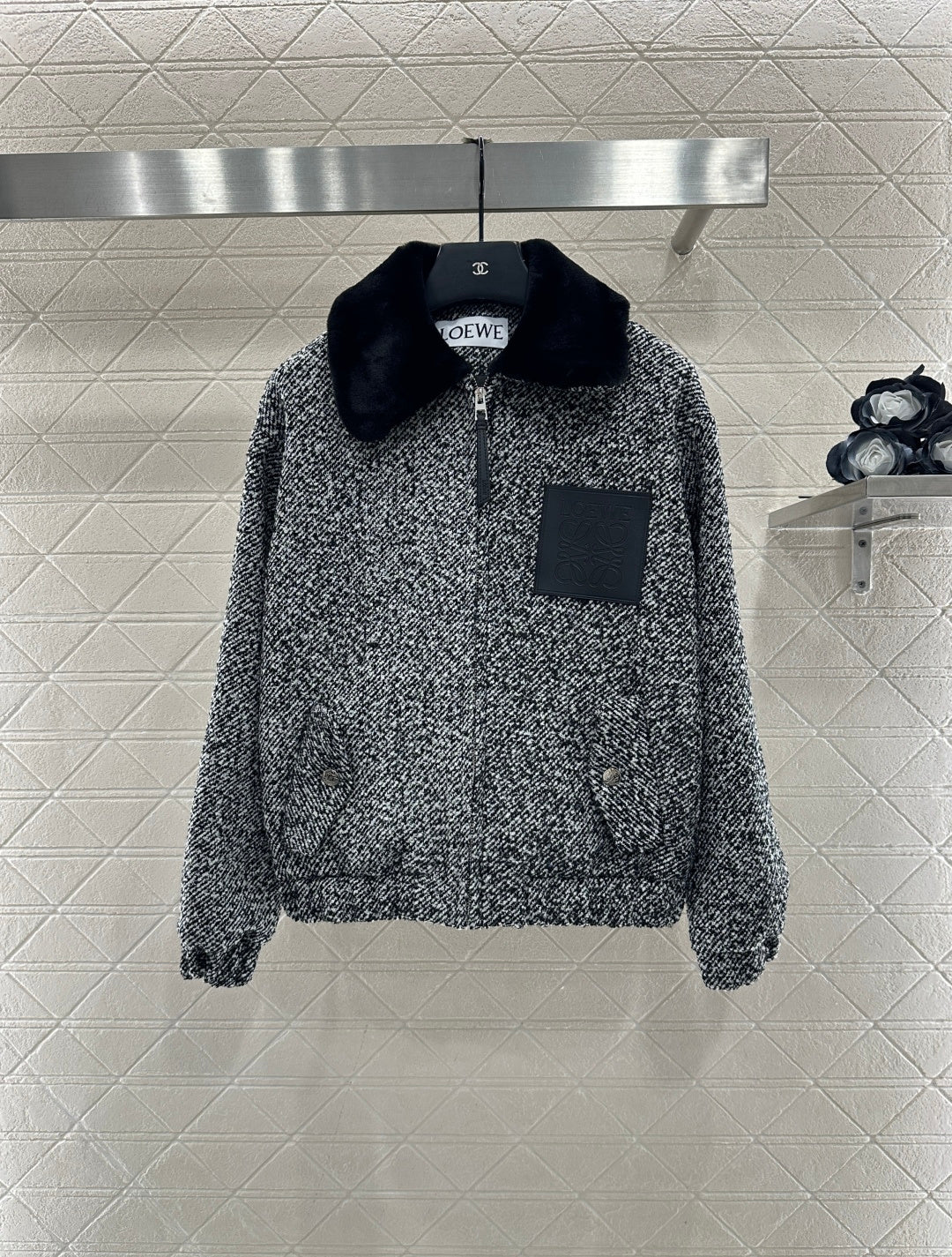 Fur collar woolen coat