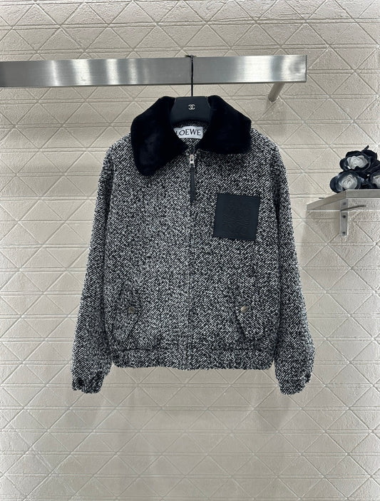 Fur collar woolen coat