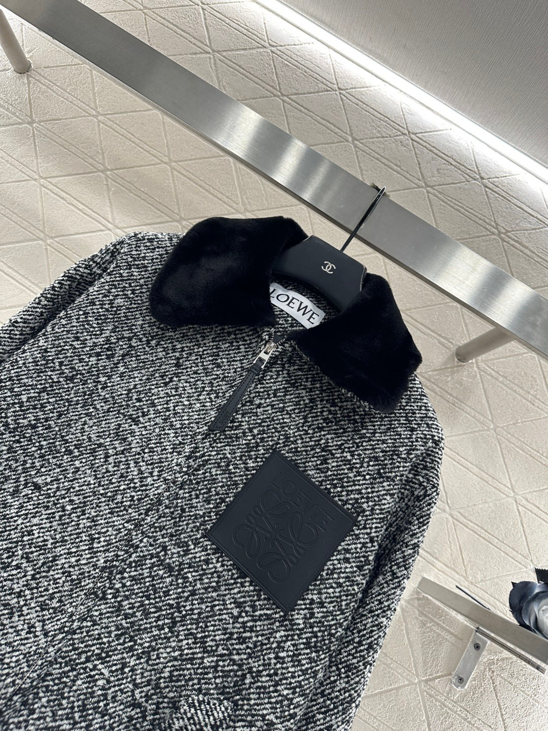 Fur collar woolen coat