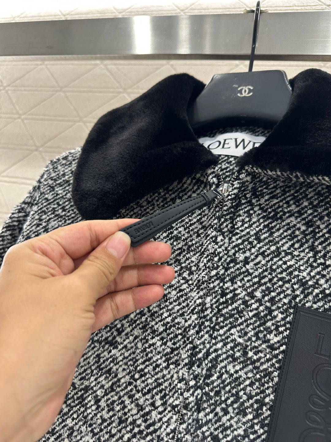 Fur collar woolen coat