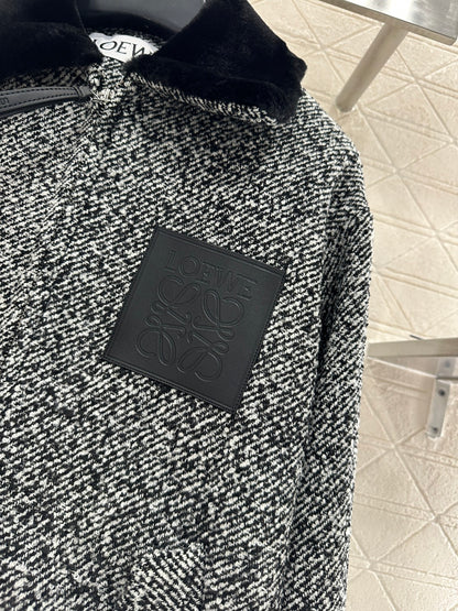 Fur collar woolen coat