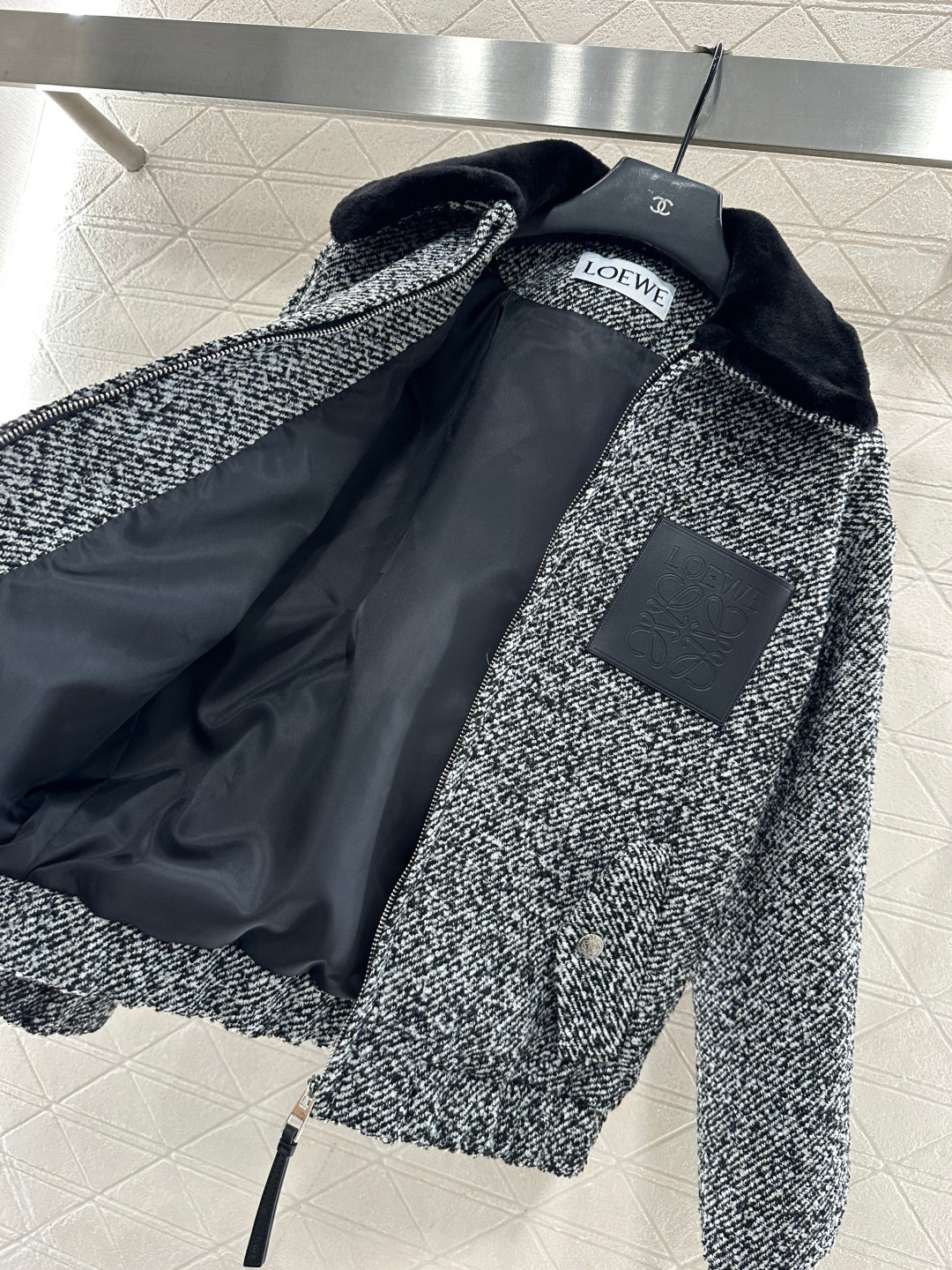 Fur collar woolen coat