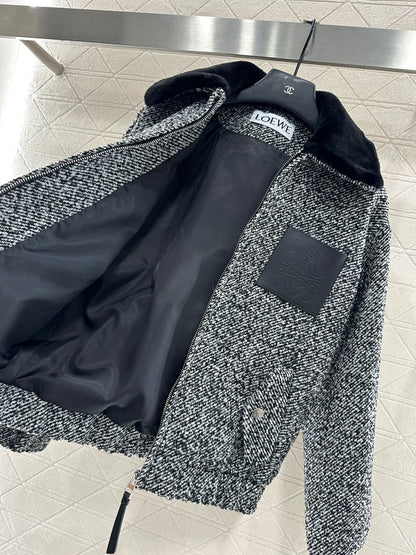 Fur collar woolen coat