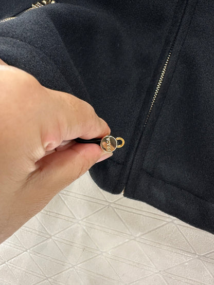 Hooded woolen zipper jacket