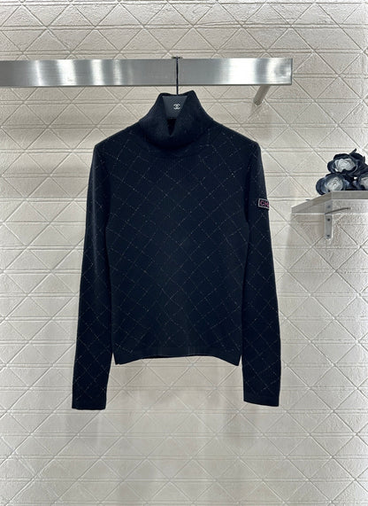 High neck knitted pullover sweater