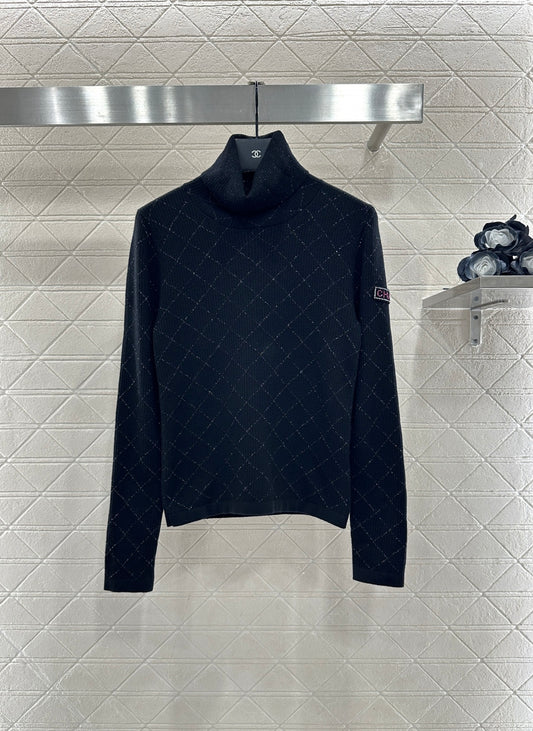 High neck knitted pullover sweater