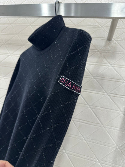 High neck knitted pullover sweater