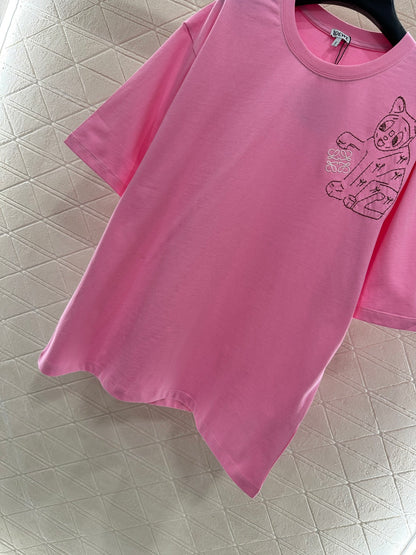Round neck embroidered cat 𝑇𝑒𝑒