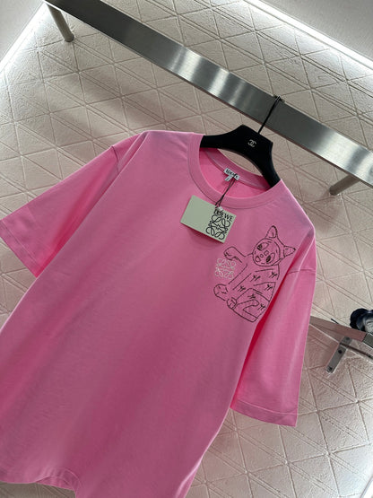 Round neck embroidered cat 𝑇𝑒𝑒